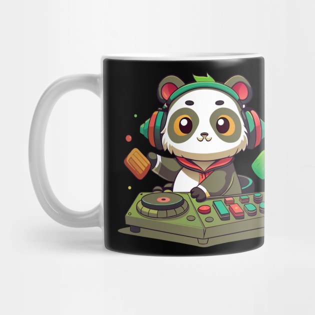 cute panda playing dj music by Shapwac12